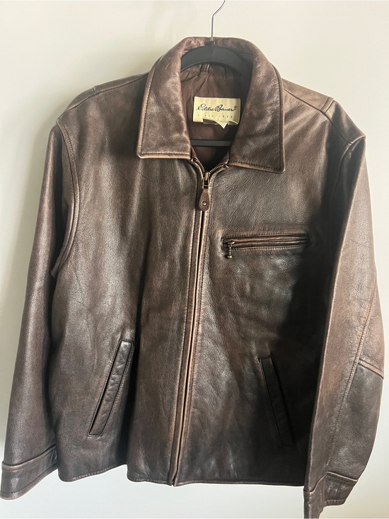Eddie Bauer Jackets & Blazers - Vintage Eddie Bauer Dark Brown Leather Bomber Jacket